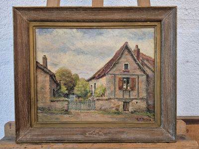 G.M ABRIOUX Maison Huile sur isorel