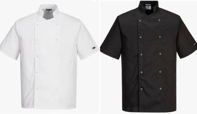 three different styles of chef jackets
