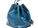 louis vuitton blue epi leather bucket bag with gold hardware