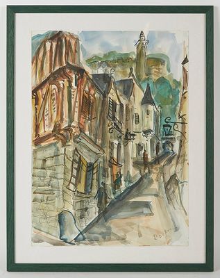 DUBUC Roland (1924-1998) - "Rue animée", aquarelle rehaussée…