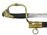 a sword with a gold handle on a white background