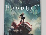 la couverture du livre *Prophet*, sur laquelle figure un homme debout sur le toit d'une voiture