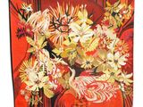 an image of a red and yellow floral print scarf