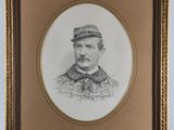 a black and white photo of a man in a military uniform