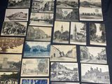 a bunch of old black and white photos of buildings and buildings