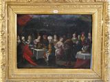 une image d'un tableau représentant un groupe de personnes assises autour d'une table