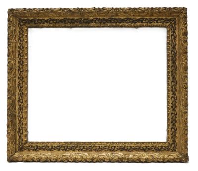 a gold picture frame with a white background