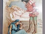 a picture of a picture of a woman and a man on a bed