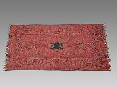 Etole en laine tissée à motif Cachemire et réserve centrale …