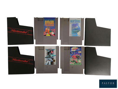 six cartouches de jeux Nintendo empilées les unes sur les autres