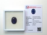 un saphir bleu dans un écrin blanc, à côté d'une carte