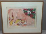 painting of a nude woman laying down with a flower in her lap
