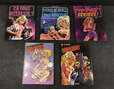 six books in a row on a table with a black background