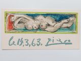 a drawing of two nudes laying on a bed