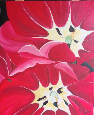 N. HILAIRE, « Cœurs de fleurs », Huile sur toile, 55 x 45,5 …