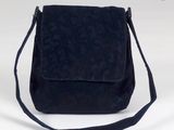Sac à bandoulière en daim bleu marine avec bandoulière réglable