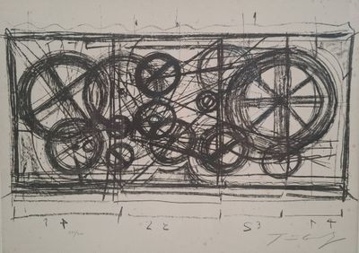 un dessin en noir et blanc représentant des engrenages sur une feuille de papier