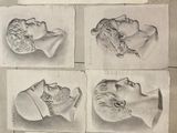 four drawings of busts of men and women on a piece of paper