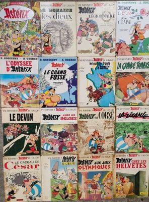 a lot of cartoon books on display on the floor