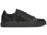 black leather sneakers with monogram print