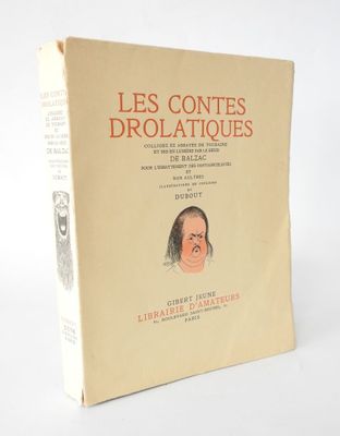 the front cover of the book les contes drolatiqueques, with an image of a man '