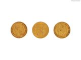 trois pièces d'or, dont une souveraine et une autre souveraine