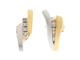 boucles d'oreilles bicolores en or et argent, serties de diamants