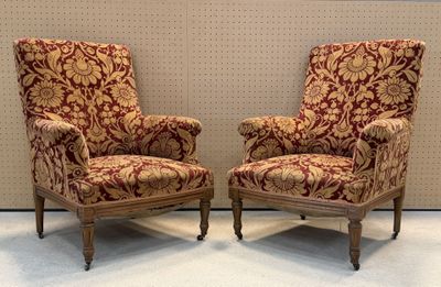 paire de fauteuils rembourrés avec un revêtement à motifs floraux, rembourrés, rembourrés, rembourrés, rembourrés, rembourrés, rembourrés, rembourrés, rembourrés