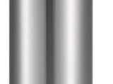 a stainless steel trash can on a white background