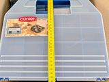 a cardboard box with a measuring tape in it