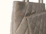 chanel beige quilted leather tote bag with shoulder strap