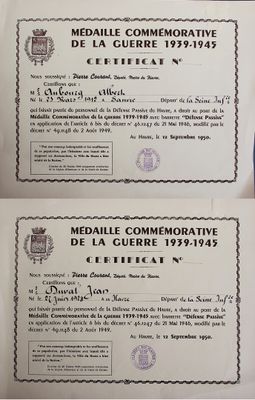 two certificates with a picture of a man in a suit and tie