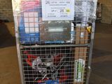 a cart that has a lot of items in it