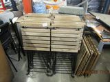 a lot of chairs and tables that are stacked together