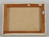 an old picture frame with a piece of paper taped around it