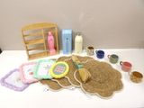 a table that has a bunch of items on it