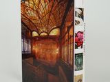 a book with a picture of a building inside of it