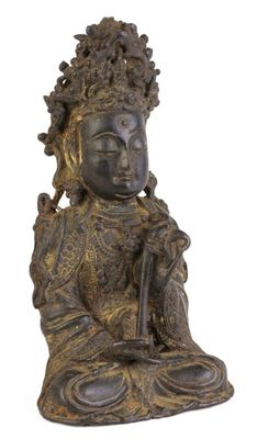 une image représentant une statue de Bouddha assis sur une surface blanche