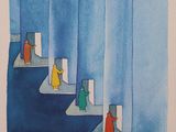 une illustration représentant un groupe de personnes montant un escalier