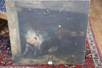 une photo d'un tableau posé par terre dans un salon