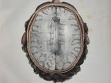 a drawing of a man ' s head with a clock on it