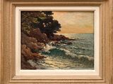 une image représentant un tableau représentant une scène de plage, dans un cadre