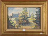 une image d'une peinture représentant une maison dans un bois