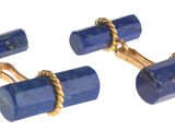 paire de boutons de manchette en lapis-lazuli et or, ornés d'un motif de corde