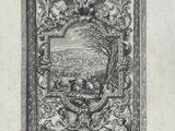 a black and white drawing of a picture of a man in a landscape