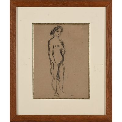 VALTAT Louis. (1869-1952). « Etude d’un modèle nu debout ». - Photo 1