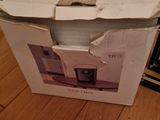 a box that is sitting on the floor with a picture on it