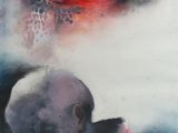 une image représentant un tableau sur lequel figure un homme avec un poisson rouge en arrière-plan