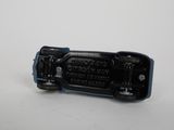 a close up of a black and blue cell phone