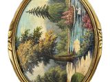 an image of a picture of a painting in a gold frame on a white background